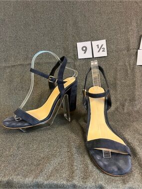 Gianni bini Navy Suede Block Heel Slingback Sandals